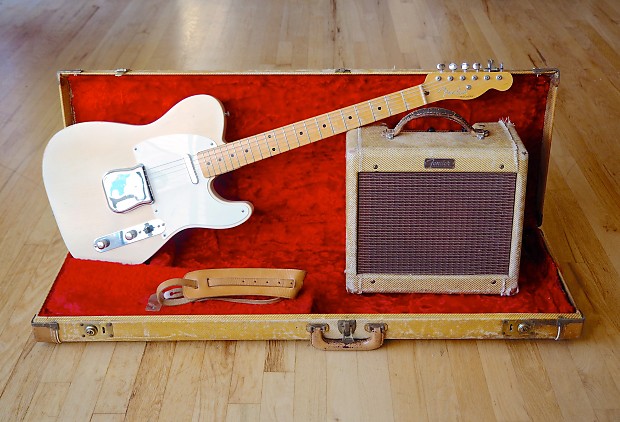 1956 Fender Telecaster Vintage Guitar Blonde One Owner 100% Stock w/ Tweed Champ image 1