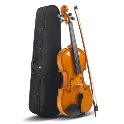 Full Size 4/4 Violin Set for Adults Beginners Students with Hard Case, Violin Bow, Shoulder Rest, Rosin, Extra Strings 2020s - Natural image 7