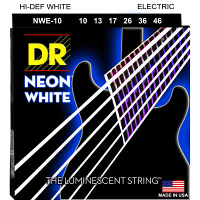 3 Sets DR NWE-10 Neon White Medium 10-46 Electric Guitar Strings image 2