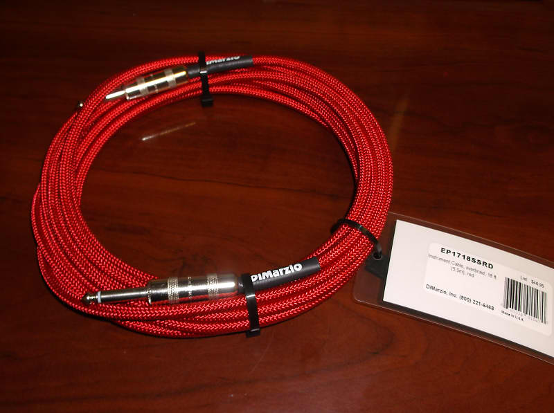 DiMarzio 18' Overbraided Instrument Cable - RED, EP1718SSRD image 1