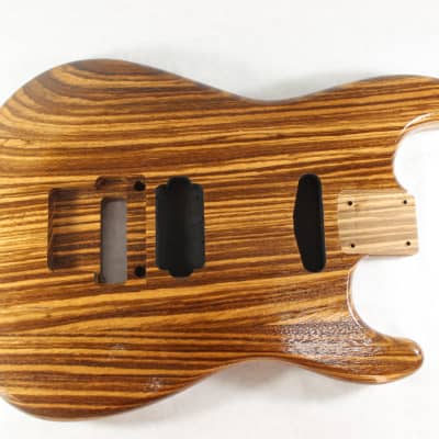 Finished Zebrawood HxS guitar body - fits Fender Strat Stratocaster neck Floyd Rose J1394 image 1