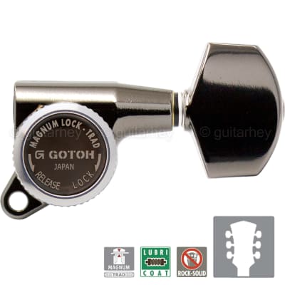 Gotoh Magnum Lock-Trad 3+3 Guitar Tuners with Keystone Knobs, Gold