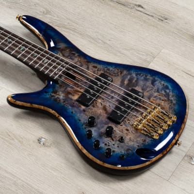 Ibanez SR2605L SR Premium 5-String Left-Handed Bass, Panga Panga, Cerulean Blue Burst image 1
