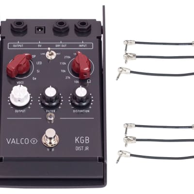Valco KGB DIST JR. Distortion Pedal + 2x Gator Patch Cable 3 Pack for sale