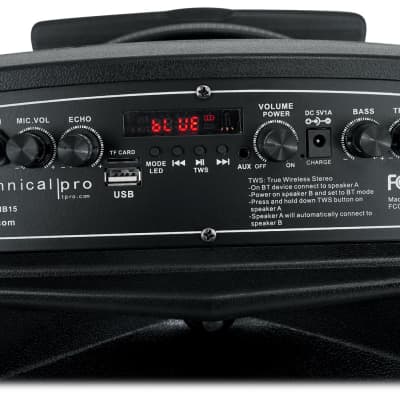 Technical Pro RAINB15 3000w 15" Bluetooth Rechargeable LED DJ Party Speaker+Mic image 5