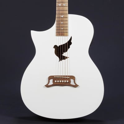 Lindo Left Handed White Dove V2 Electro Acoustic Guitar with Preamp / Tuner / EQ and Padded Gigbag for sale