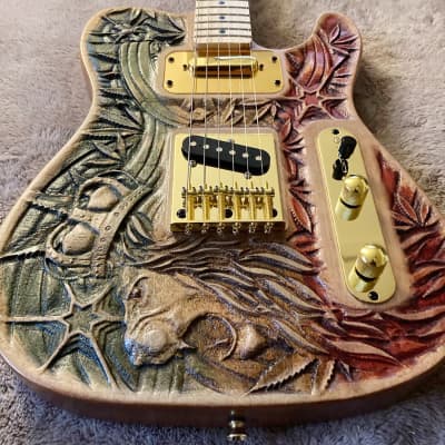 Natural Mystic (Rasta Lion) Carved 2023 Woodruff Brothers Guitars - Satin Lacquer (open pore) image 5