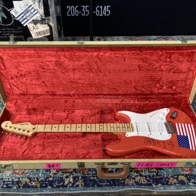 Fender Brad Whitford’s Aerosmith, Larry Brooks Custom Stratocaster, Autographed! Authenticated! (BW2 #22) 1990s - Fiesta Red, American Flag image 8