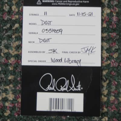2021 Paul Reed Smith DGT Wood Library 10-Top Yellow Tiger! PRS! w/OHSC image 9