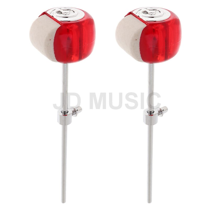 Custom Pair 2 Sided Bass drum beaters Red Reverb