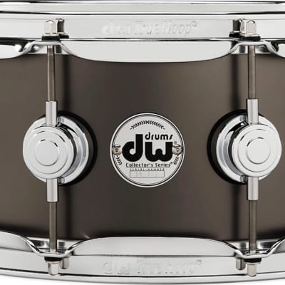 DW Collector's Series Satin Black Over Brass Snare Drum, 5.5"x14" image 1