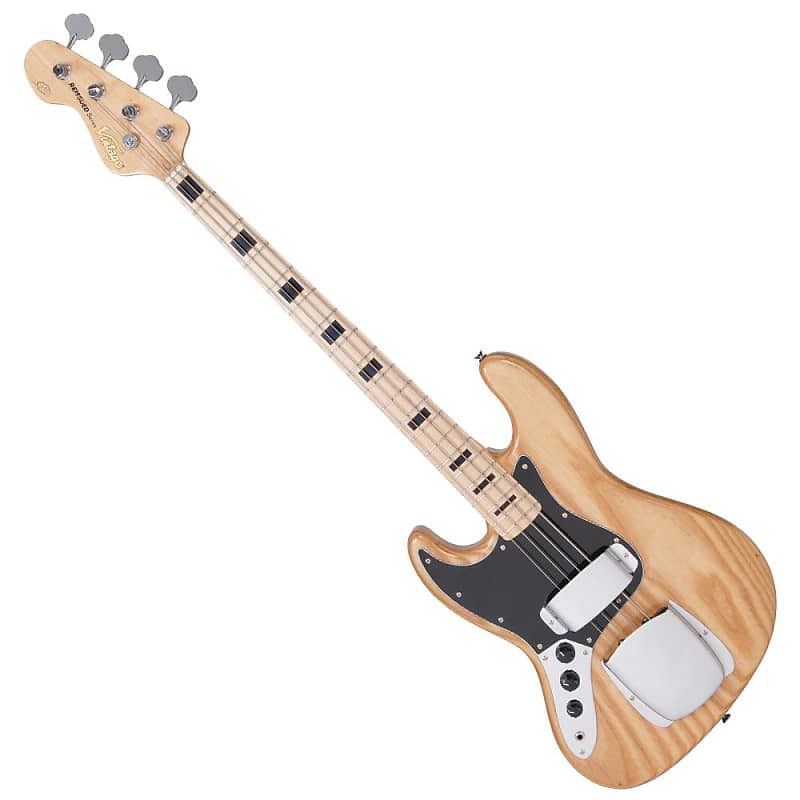 Vintage VJ74 Reissued Maple Fingerboard Bass ~ Natural Ash ~ Left Hand image 1