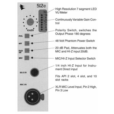 API 512c Preamplifier (500 Series Module)(Open Box) image 4