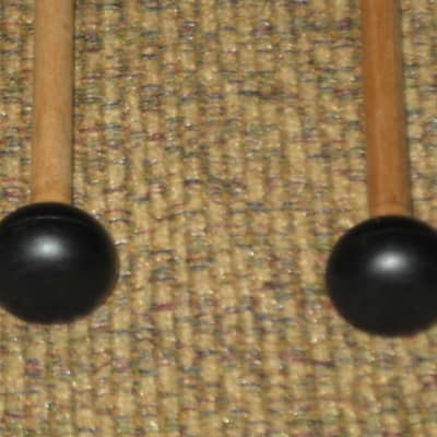 ONE pair new old stock (with packaging) Encore Mallets by Dan Lidster 103B, Oval Hard Rubber Black HEAD (unwound) / Birch Dowel HANDLES, from around 2019, made in USA image 9