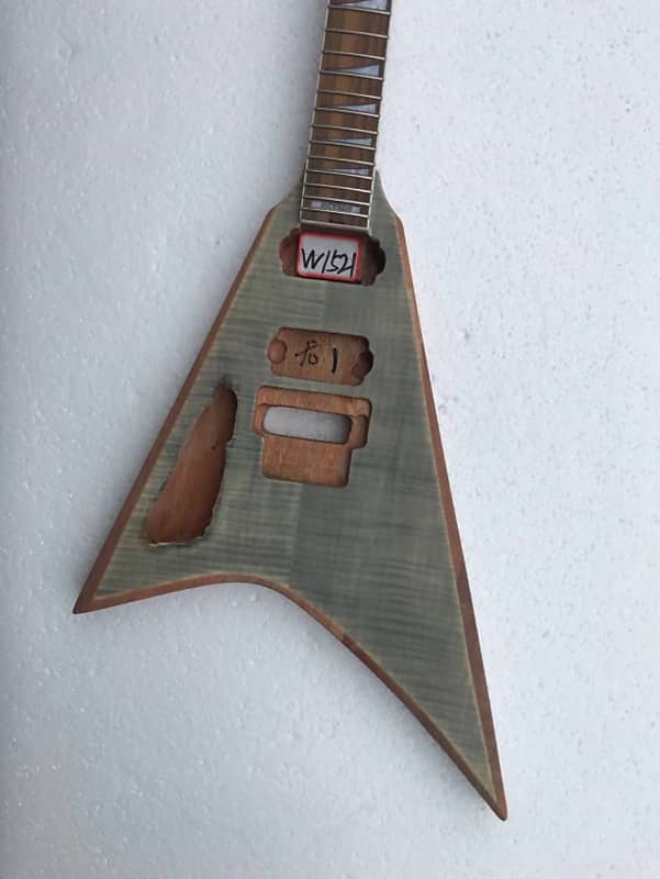 Unfinished Flying V Style Guitar Mahogany Body With Neck And Reverb 7002