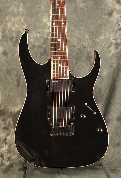 Ibanez RG 2 EX1 Hardtail Gloss Black w White Top Binding Matching Headstock w Deluxe Gigbag Included