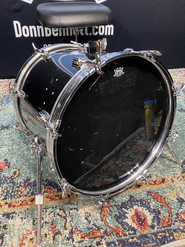 Rogers - 18x16" Big R Floor Tom, Converted to a Bass Drum 1970's - Jet Black image 1