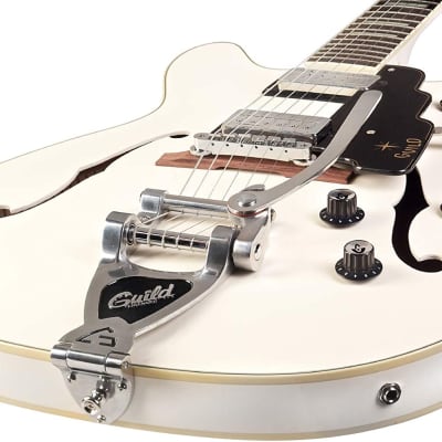 Guild Starfire V, Semi-Hollow Body Electric Guitar with Case (Snowcrest White) image 6