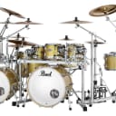 Pearl Masters Maple Complete 4-pc. Shell Pack features 22x18 bass drum, 16x16 floor tom, and 12x8 and 10x7 suspended toms in (#347) Bombay Gold Sparkle lacquer finish. MCT924XEDP/C347