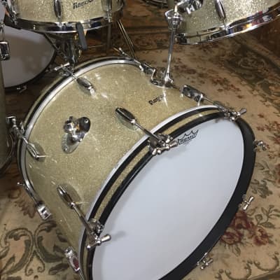 Vintage 1960s Rogers Holiday 4-Piece Drum Set w/ Bread & Butter Lugs in Silver Sparkle image 12