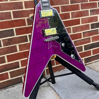 Schecter V-1 Custom, Trans Purple, Ebony Fretboard, Block Inlays, Locking Tuners image 3