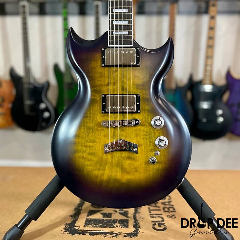 Dunable USA Custom Shop Minotaur Electric Guitar w/ Case - Yellow Purple Burst image 1