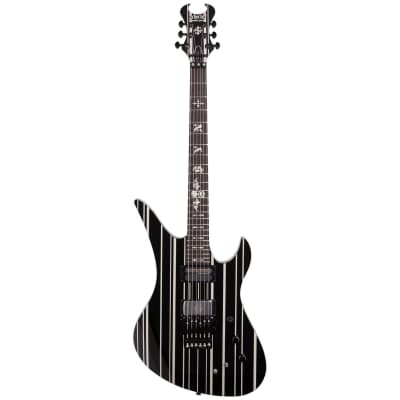 Schecter Synyster Custom S Electric Guitar Black With Silver Stripes image 2