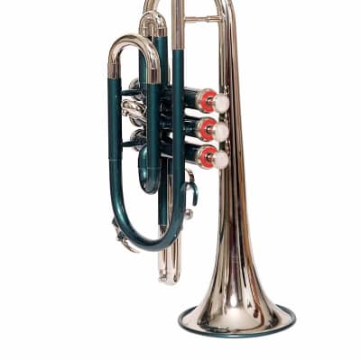Sai musicals co-55 BRAND New Green Nickel Finish Bb Flat Cornet Trumpet +Free Case+ MP 2022 image 3