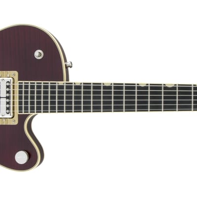 GRETSCH - G6659TFM Players Edition Broadkaster Jr. Center Block Single-Cut with String-Thru Bigsby and Flame Maple  USA FullTron Pickups  Dark Cherry Stain - 2401700877 for sale