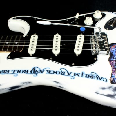 Custom Painted and Upgraded Fender Squier Bullet Strat Series - Aged and Worn with Custom Graphics image 18