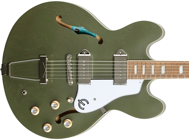 Epiphone casino worn hollow body electric on sale guitar olive drab