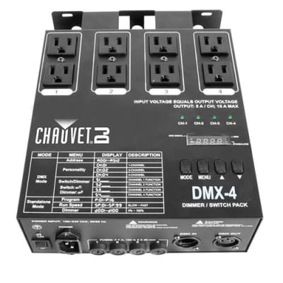 CHAUVET DJ DMX-4 Dimmer/Relay Pack for LED Fixtures, 1/2/4 DMX Channels, 3-pin DMX Connectors, image 1