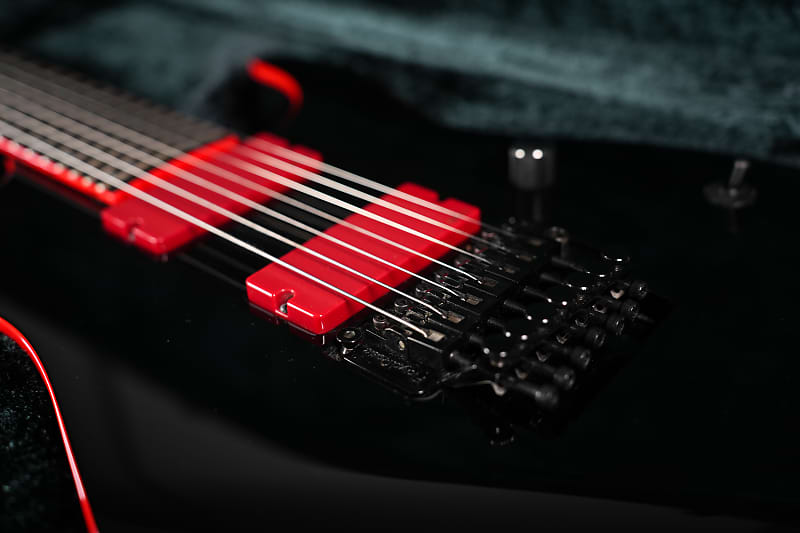 Super rare ESP E-II M-II 7 Seven - Black w/ red binding | Reverb