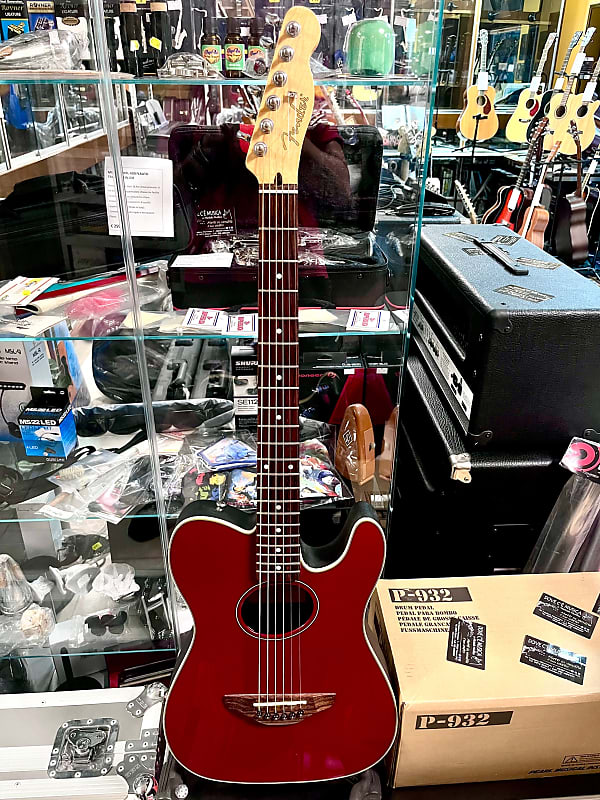 Fender TELECOUSTIC CAR CANDY APPLE RED 4 BAND EQ Reverb