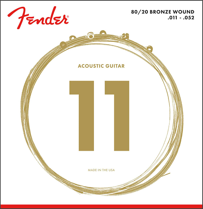 Fender 80/20 Bronze Acoustic Strings, Ball End, 70CL .011-.052 Gauges, (6) image 1