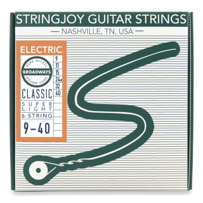 Stringjoy Broadways Pure Nickel Electric Guitar Strings - Classic Super Light (.09 - .40)