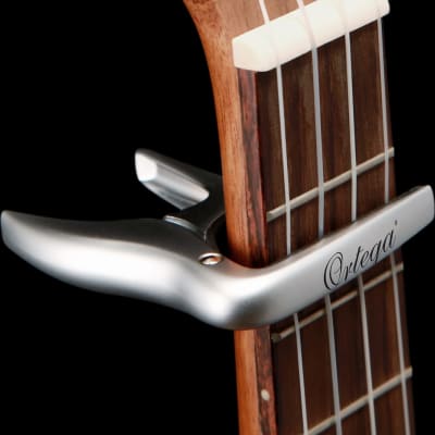 Ortega Guitars OCAPOUKE-CR Capo for Ukulele Flat Fretboards, Chrome w/ Black Silicone image 3