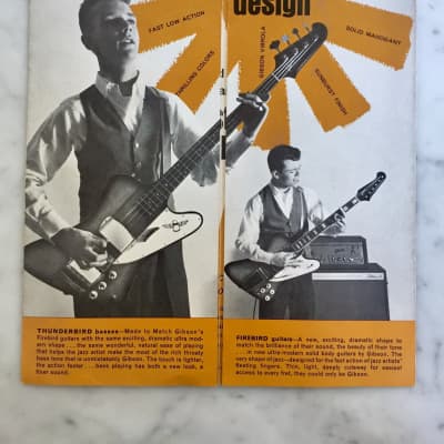 1960's Gibson Thunderbird Firebird Color Chart Collector Case Candy Vintage Rare Brochure Foldout image 2