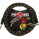 Lifetime Warranty Pig Hog PCH10RAR Vintage-Series Instrument Cable, Rasta Stripes, 10', Right Angle