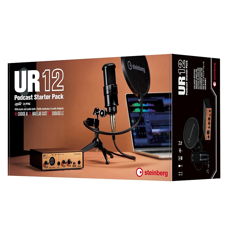 Steinberg UR12B PS 2-In/2-Out Podcast Starter Pack w/ Microphone & Pop Filter image 1