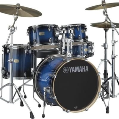 Yamaha SBP0F50 Stage Custom Birch 5pc Shell Pack with 20" Bass and Tom Holder, Deep Blue Sunburst