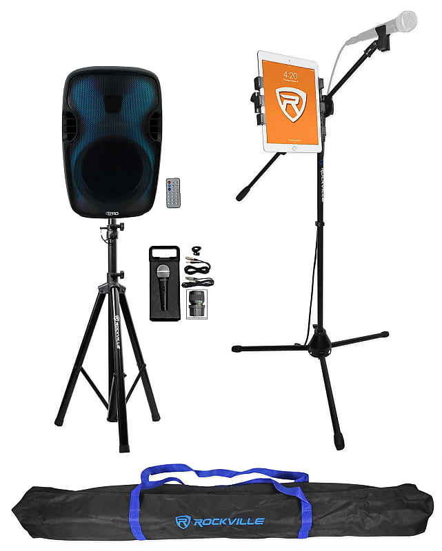 Technical Pro PLIT15 Portable 15" Karaoke Party Speaker w/LED+Stands+Microphone image 1
