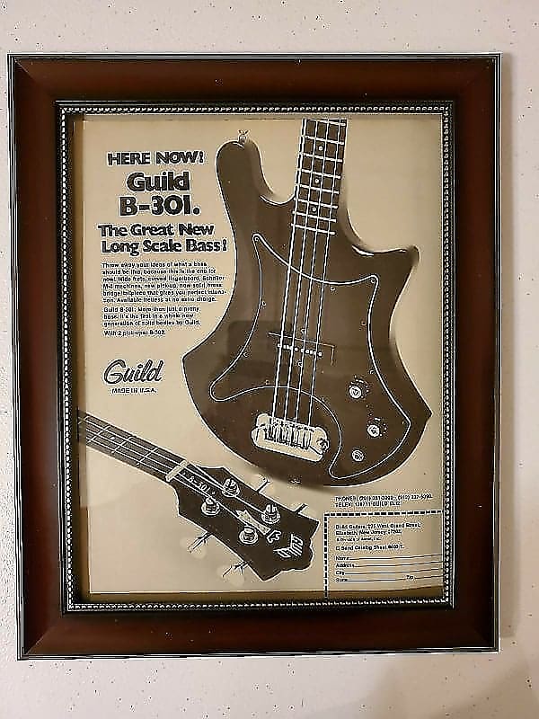 1978 Guild Guitar Promotional Ad Framed Guild B-301 Bass | Reverb