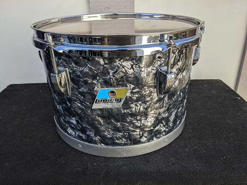 1970s Ludwig Black Diamond Pearl Wrap 8 x 12" Concert Tom - Looks Really Good - Sounds Excellent! image 1