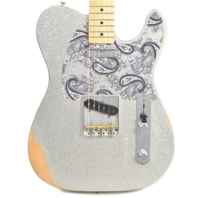 Fender Brad Paisley Road Worn Telecaster Electric Guitar, Maple FB, Silver Sparkle image 3