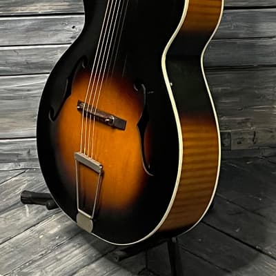 Used Kay 1950's Archtop Acoustic Guitar with Gig Bag- Sunburst image 5