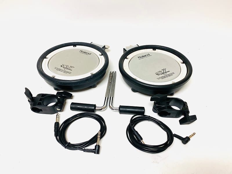 Pair of Roland PDX-6  PDX6 Mesh Pads with Clamp Mount Cable image 1