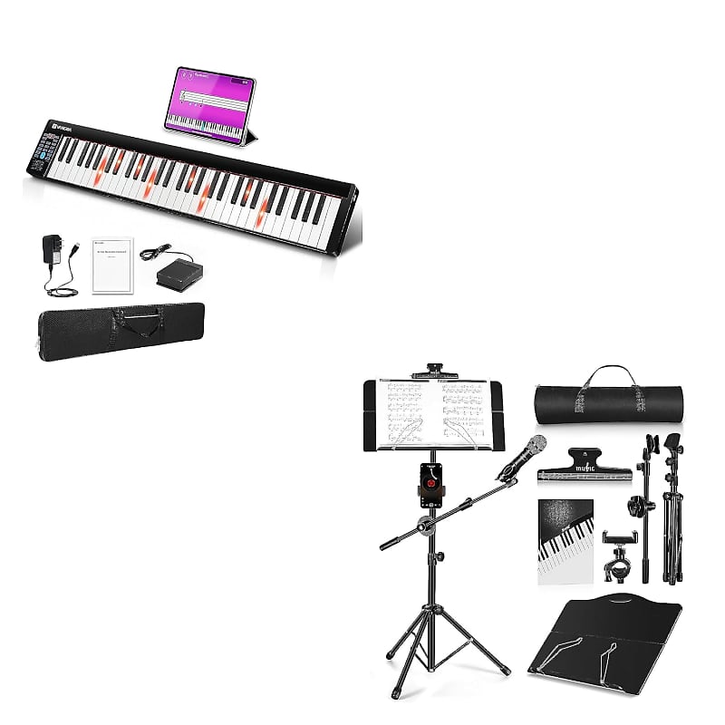 KONIX Folding Piano Keyboard 88 Key Full Size Semi-Weighted Foldable Piano  Keyboard, Bluetooth Portable Electronic Keyboard Piano with Sheet Music