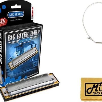 HOHNER Big River Harmonica, Key F, Germany, Diatonic, Includes Case & Harmonica Holder, 590BL-F PACK image 1