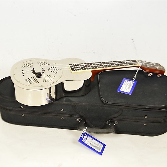 Luna Guitars Tiki Resonator Concert Ukulele  Chrome Plated image 1